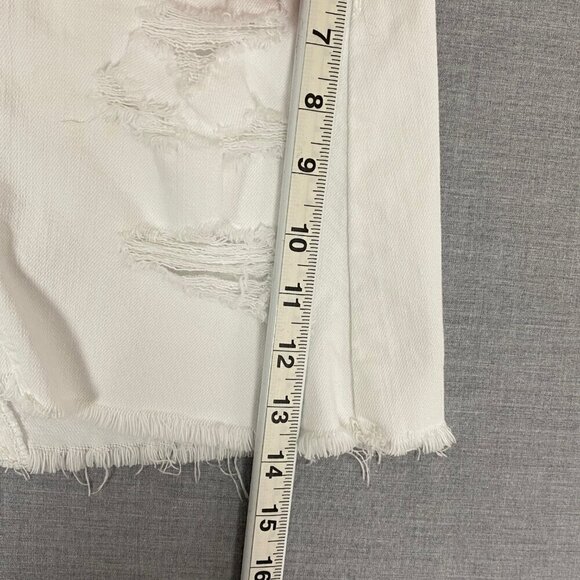 American Eagle Jean Skirt Distressed White Denim Mini Size 00 - Picture 9 of 10